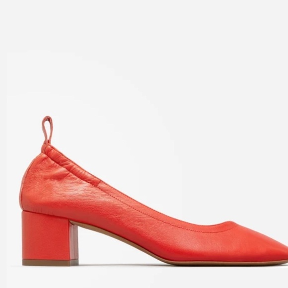 Everlane the day heel block heel red Italian leather 9.5 shoes - Picture 2 of 8
